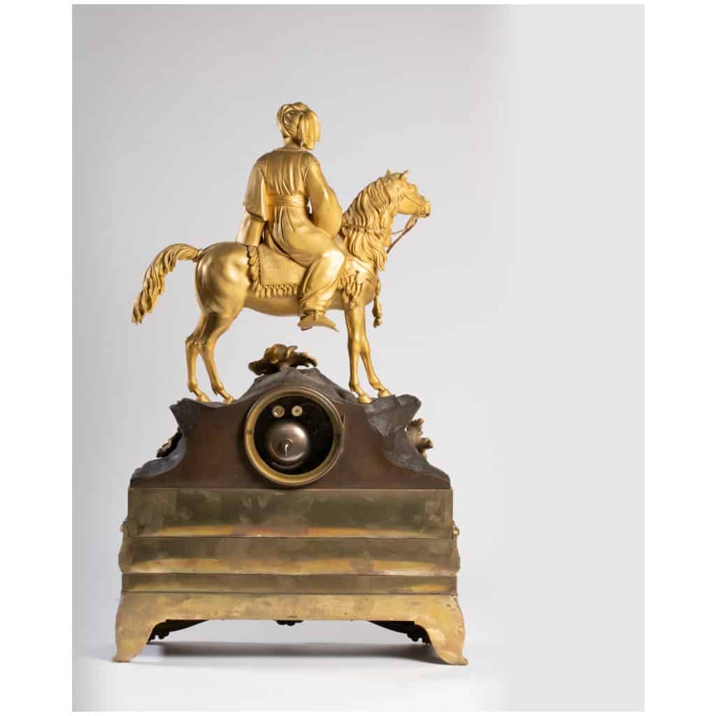 Pendule au Mameluck en bronze et régule à double patine, XIXe 12