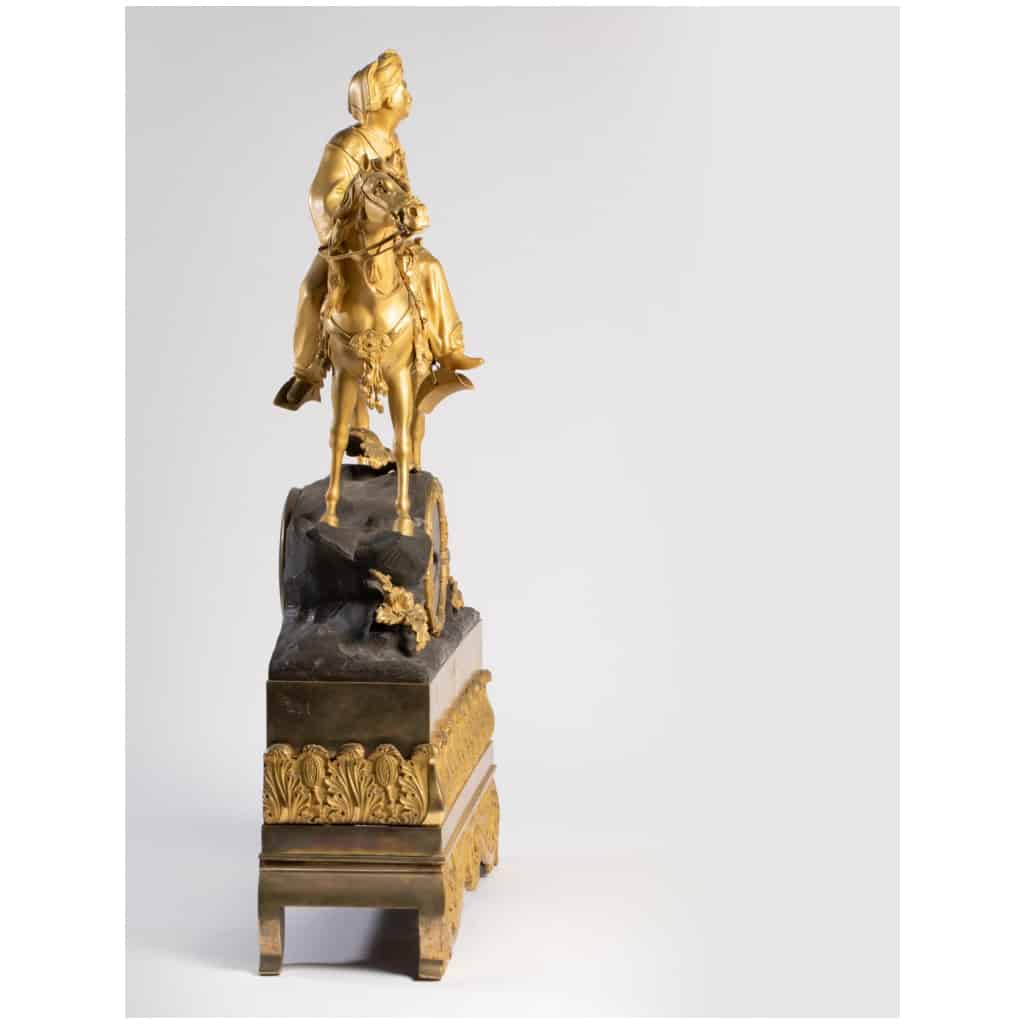 Mameluck pendulum in bronze and regulates with double patina, XIXand 14
