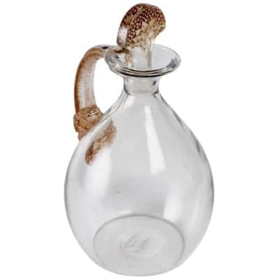 1923 René Lalique – Satyr Carafe White Glass With Sepia Patina For Cusenier