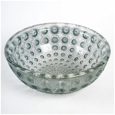1929 René Lalique – Coupe Nemours Verre Blanc Patiné Bleu