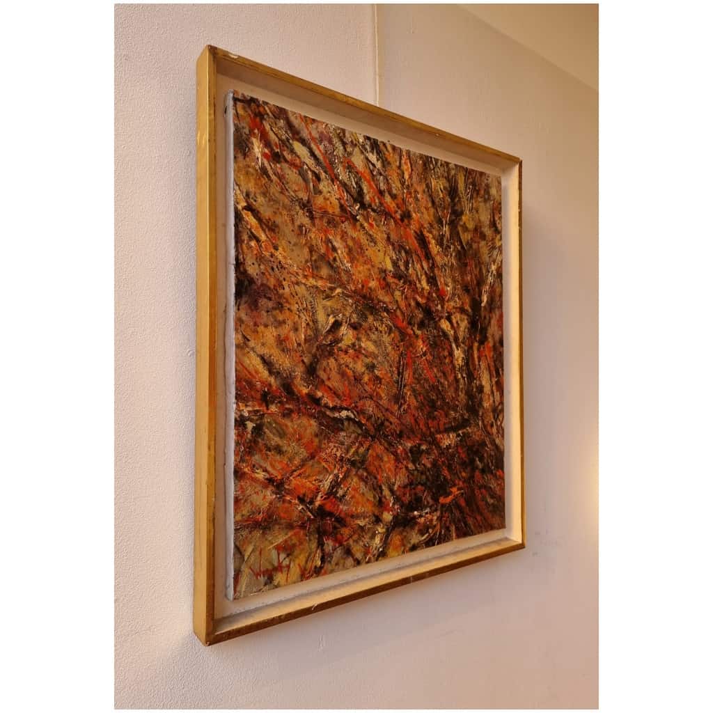 Peinture abstraite – « Arbre de feu » de Robert Wogensky – Huile sur Toile – Ca 1960 5