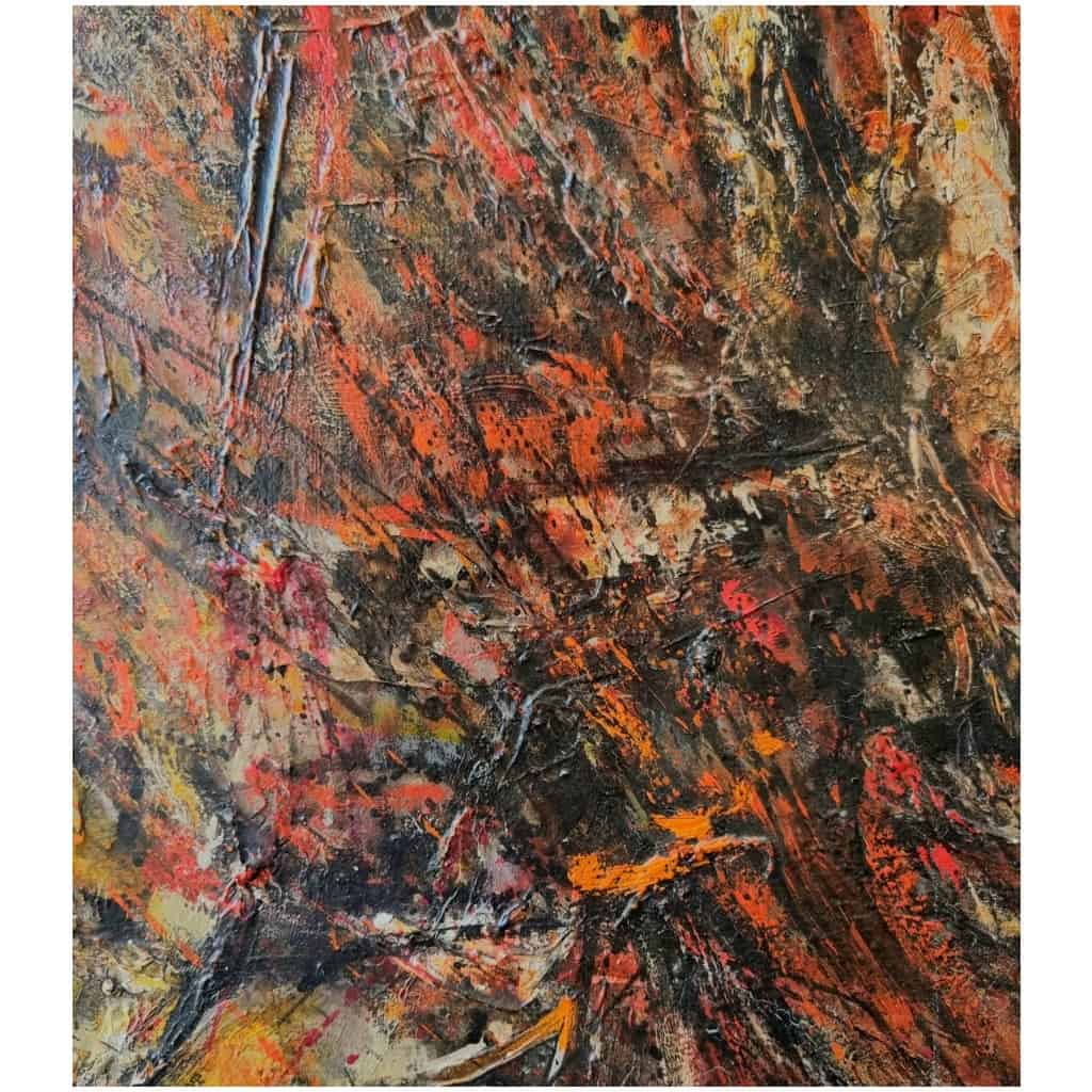 Peinture abstraite – « Arbre de feu » de Robert Wogensky – Huile sur Toile – Ca 1960 7