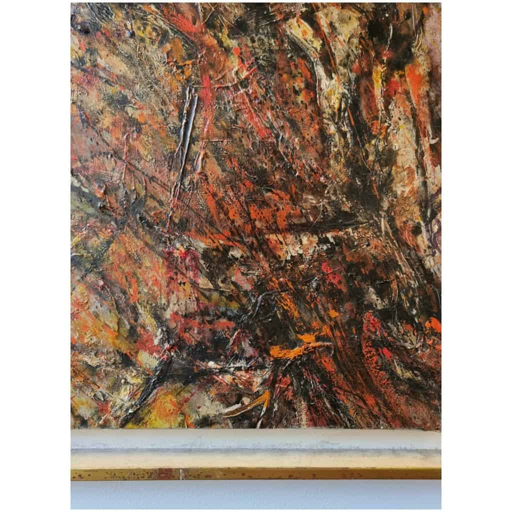 Peinture abstraite – « Arbre de feu » de Robert Wogensky – Huile sur Toile – Ca 1960 8