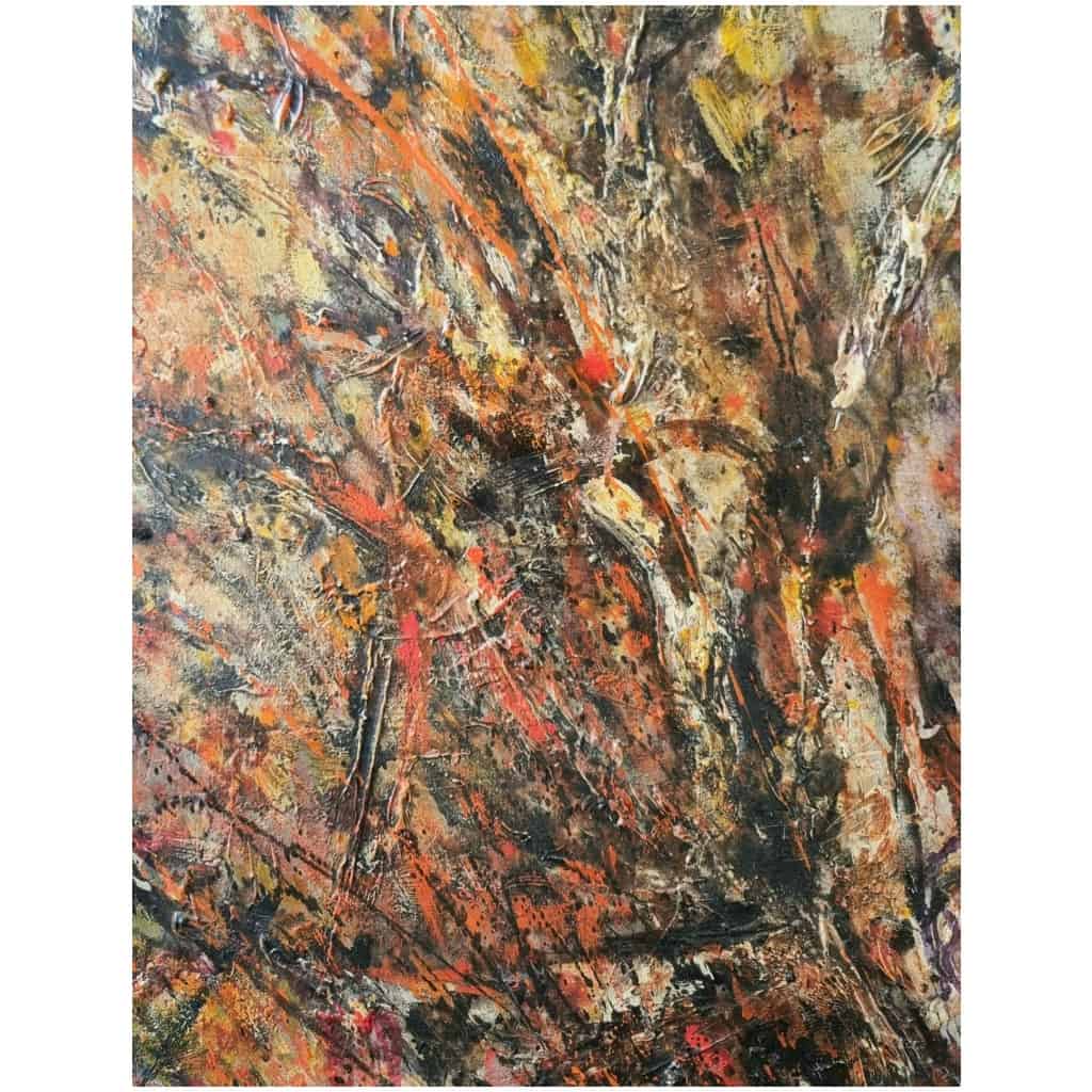 Peinture abstraite – « Arbre de feu » de Robert Wogensky – Huile sur Toile – Ca 1960 10