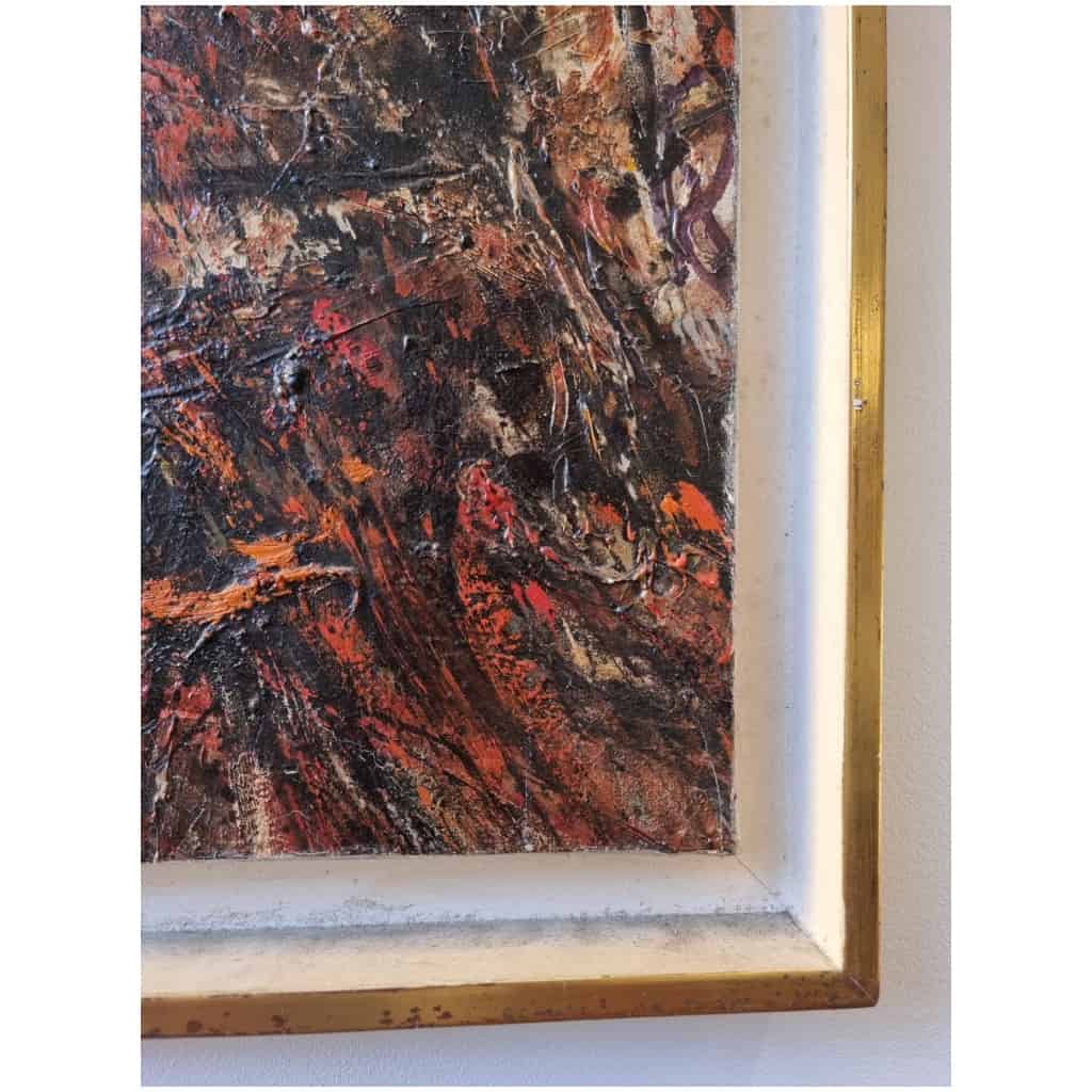 Peinture abstraite – « Arbre de feu » de Robert Wogensky – Huile sur Toile – Ca 1960 11
