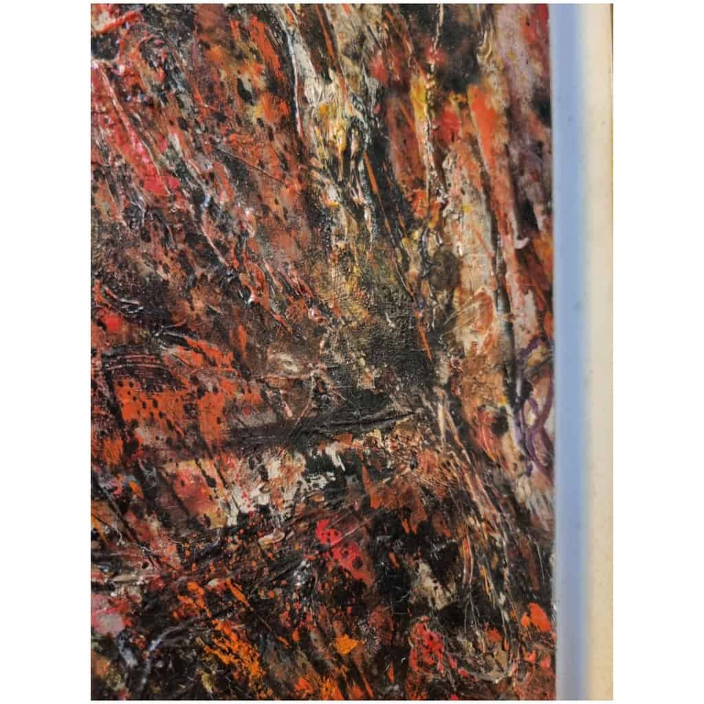 Peinture abstraite – « Arbre de feu » de Robert Wogensky – Huile sur Toile – Ca 1960 12