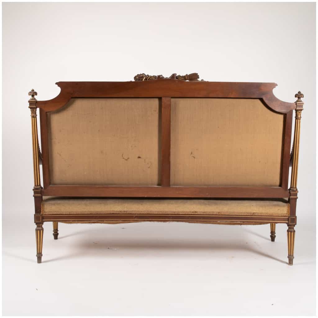 Mobilier de salon style Louis XVI en bois naturel et tapisserie d’Aubusson, XIXe 6