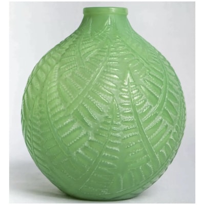 1927 René Lalique – Vase Espalion Verre Vert Jade Double Couche