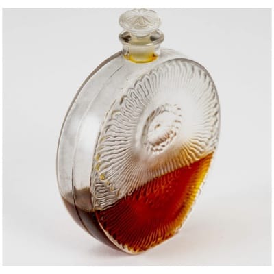 1927 René Lalique – Silver Poppy White Glass Bottle For Roger & Gallet