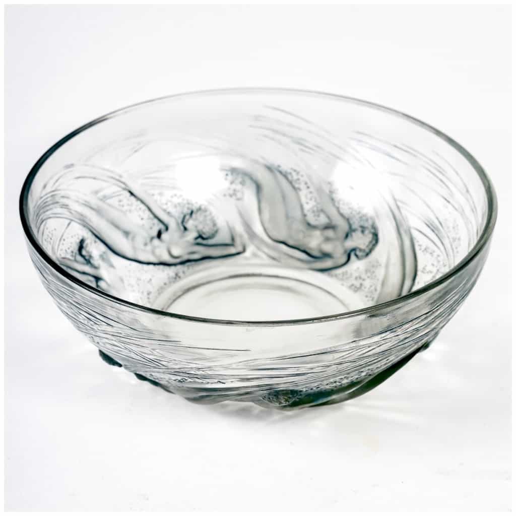1921 René Lalique – Bowl Ondines White Glass with Blue Patina 3