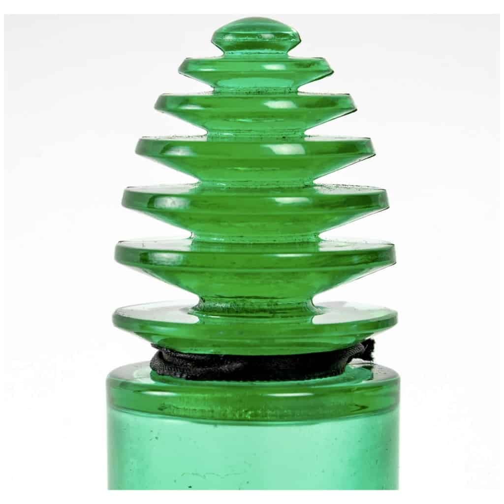 1929 René Lalique – Paire De Flacons Sans Adieu Verre Vert Emeraude Pour Worth 7