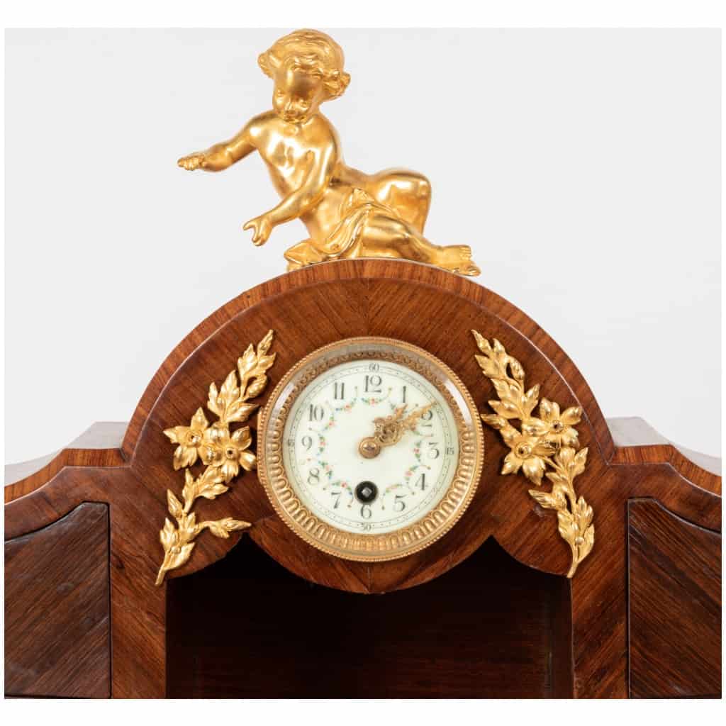 Lady's desk at the clock in precious wood marquetry and gilded bronze, XIXe 11