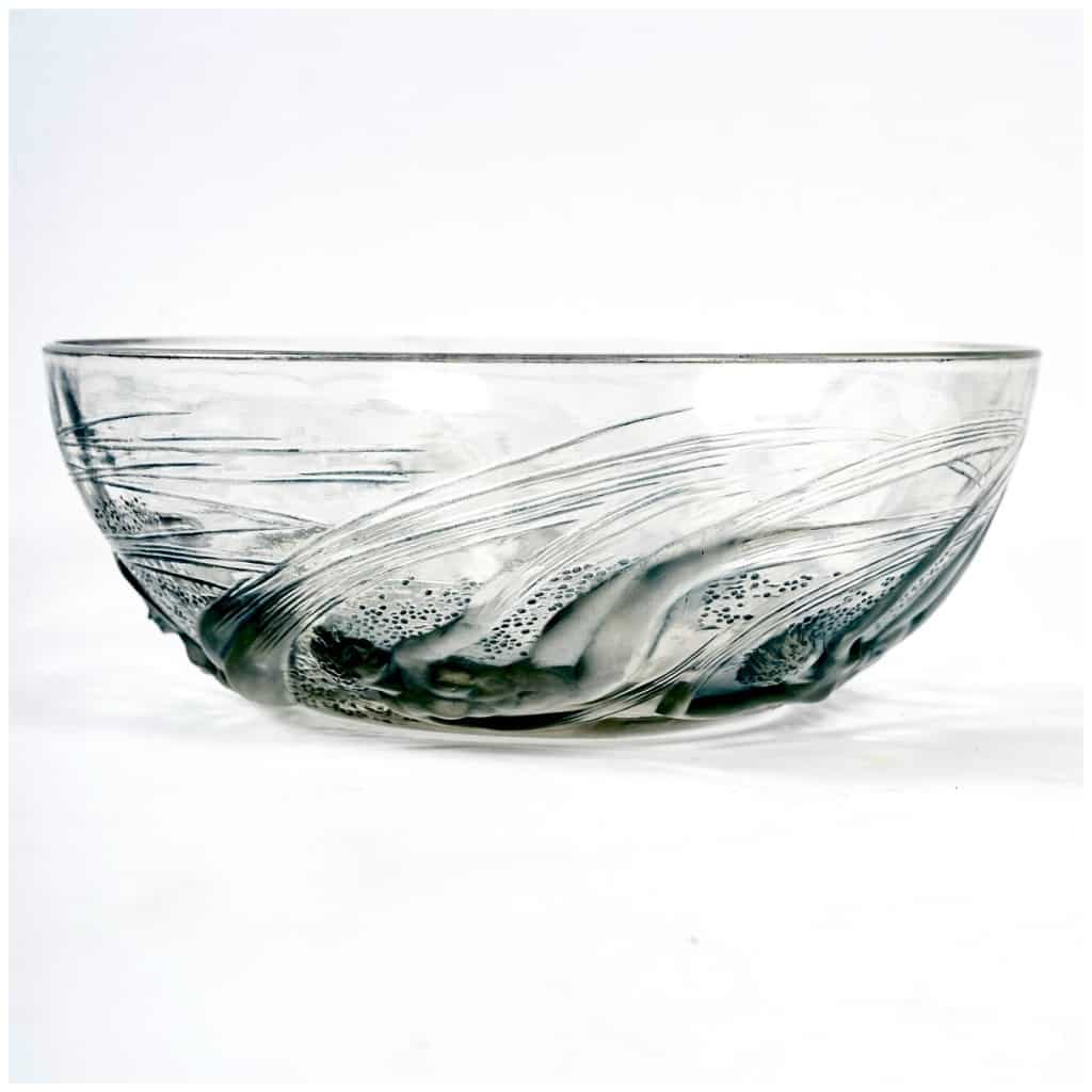 1921 René Lalique – Coupe Ondines Verre Blanc Patiné Bleu 6