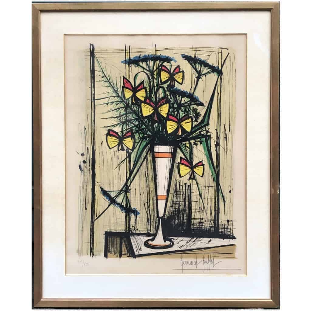 Buffet Bernard Les Fleurs papillons 1970 Lithographie Couleurs Justifiée 3