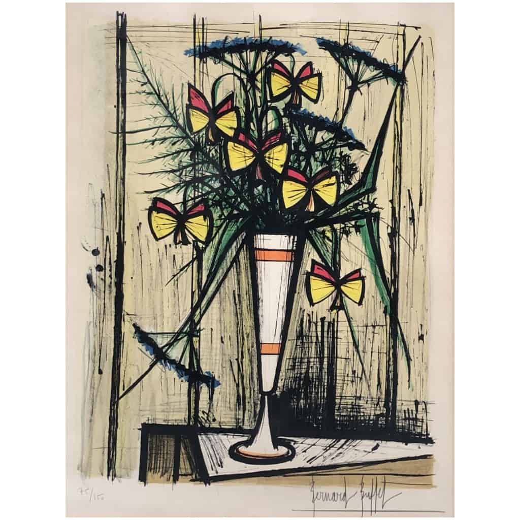 Buffet Bernard Les Fleurs papillons 1970 Lithographie Couleurs Justifiée 7