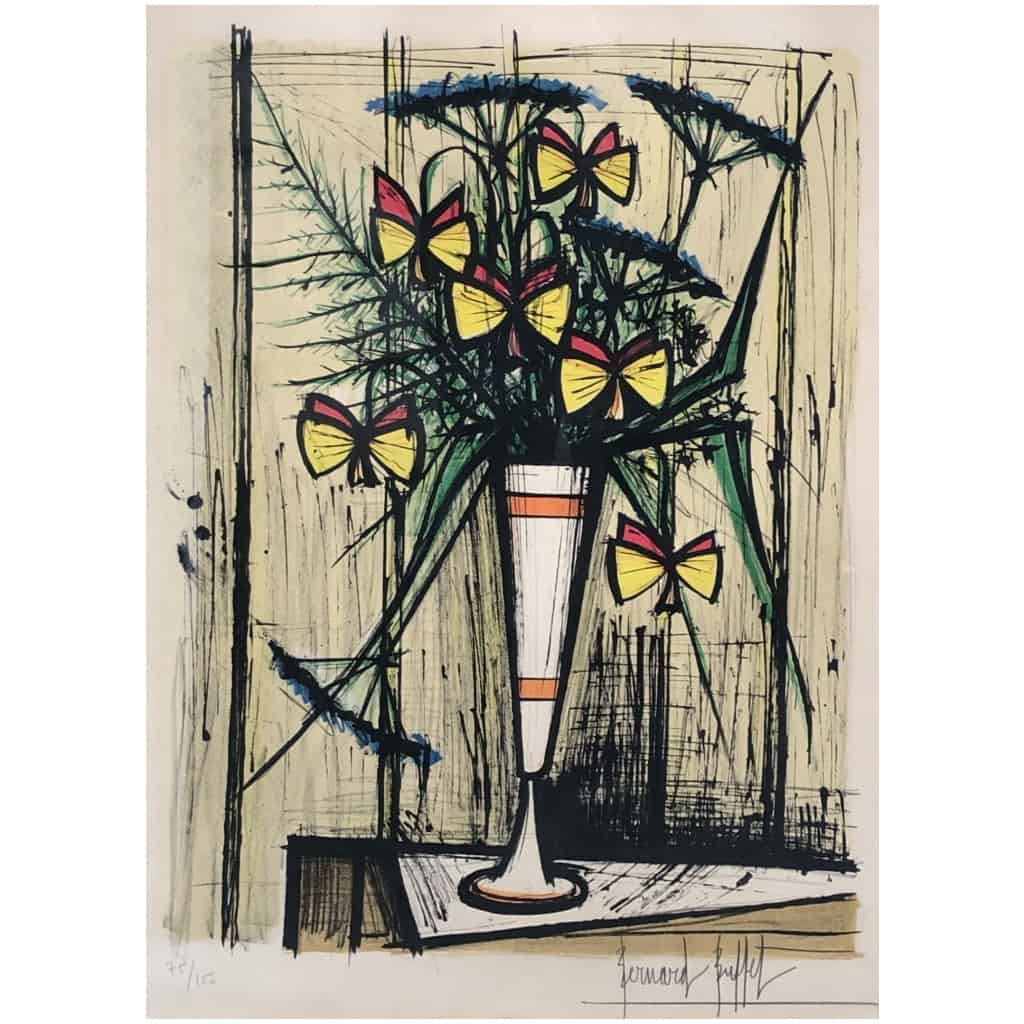 Buffet Bernard Les Fleurs papillons 1970 Lithographie Couleurs Justifiée 6