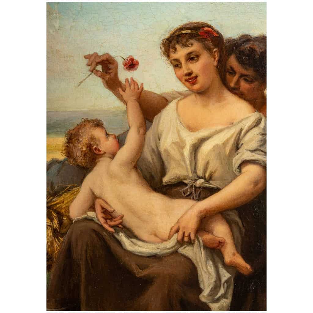 Nicolas Auguste Laurens – La Famille Romantique aux Champs huile sur toile vers 1850-1860 10