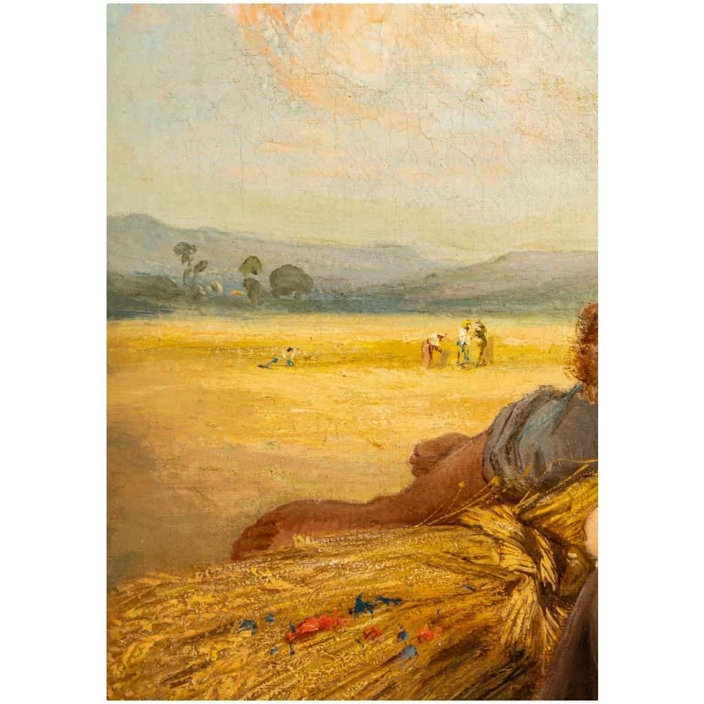 Nicolas Auguste Laurens – La Famille Romantique aux Champs huile sur toile vers 1850-1860 11