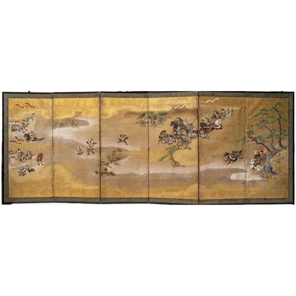 Japanese screen with 6 panels, The War of the Genpei 18th Century 8