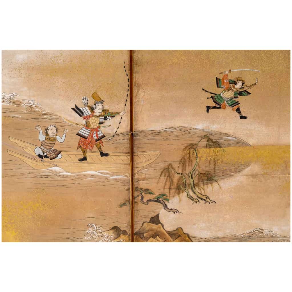 Japanese screen with 6 panels, The War of the Genpei 18th Century 6