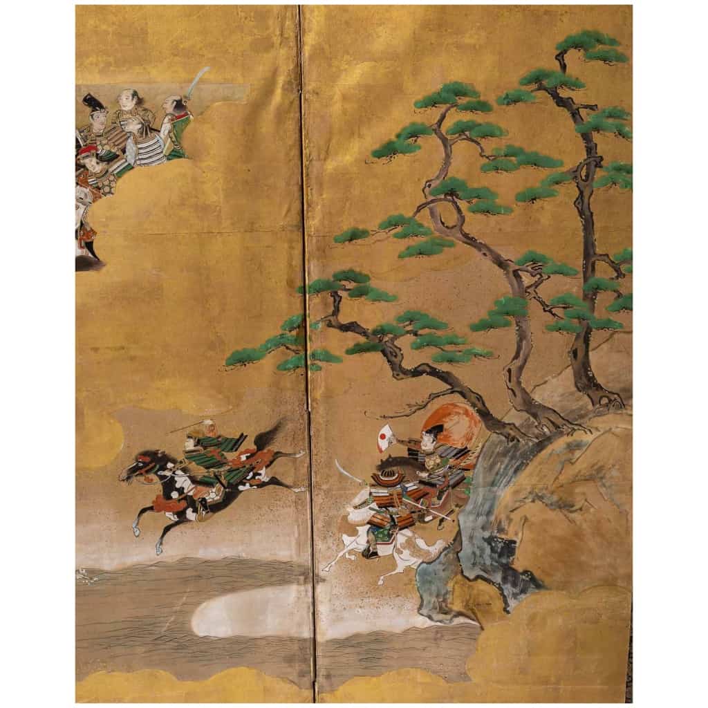Japanese screen with 6 panels, The War of the Genpei 18th Century 4
