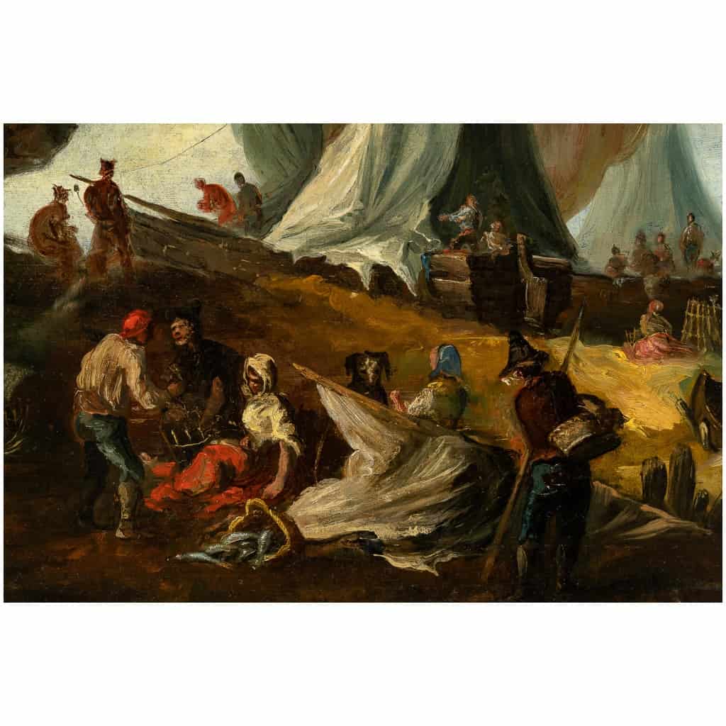 Italie fin du XVIIIème ou début du XIXème siècle Retour de pêche huile sur toile vers 1780-1800 6