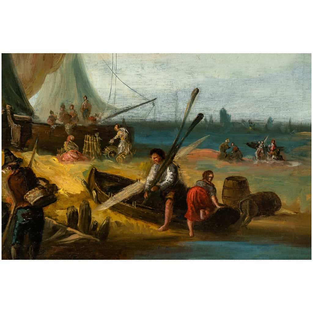 Italie fin du XVIIIème ou début du XIXème siècle Retour de pêche huile sur toile vers 1780-1800 7