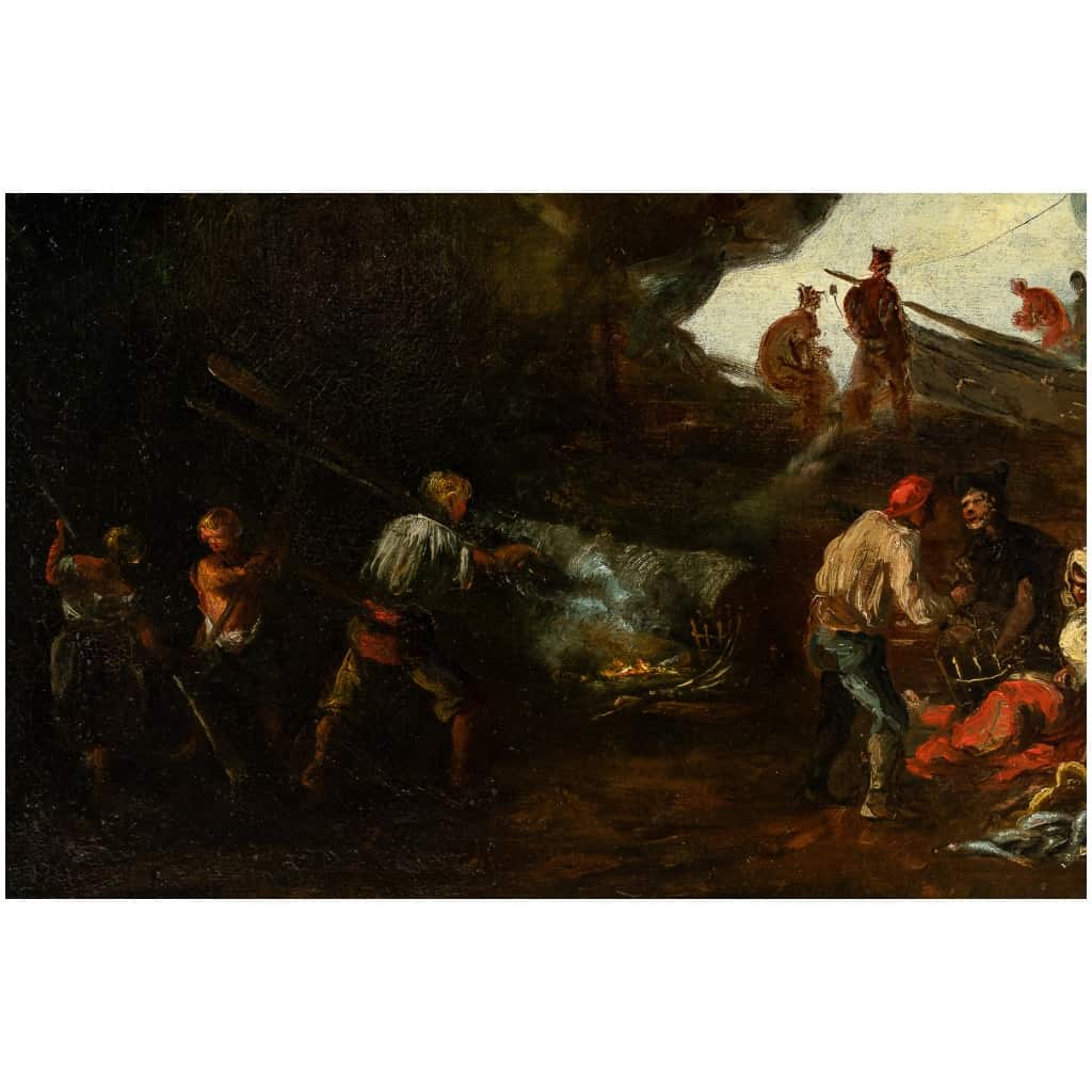 Italie fin du XVIIIème ou début du XIXème siècle Retour de pêche huile sur toile vers 1780-1800 9