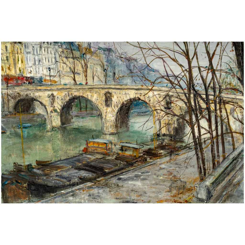 Serge Belloni « Le peintre de Paris » – Le Pont Marie et l’Ile Saint-Louis à Paris vers 1960 huile sur toile 5