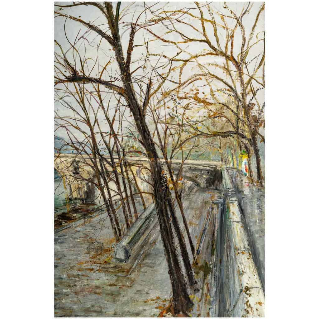 Serge Belloni « Le peintre de Paris » – Le Pont Marie et l’Ile Saint-Louis à Paris vers 1960 huile sur toile 7