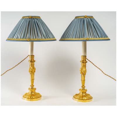 Gervais-Maximilien Eugene Durand Pair of candlesticks with quivers mounted as lamps circa 1880