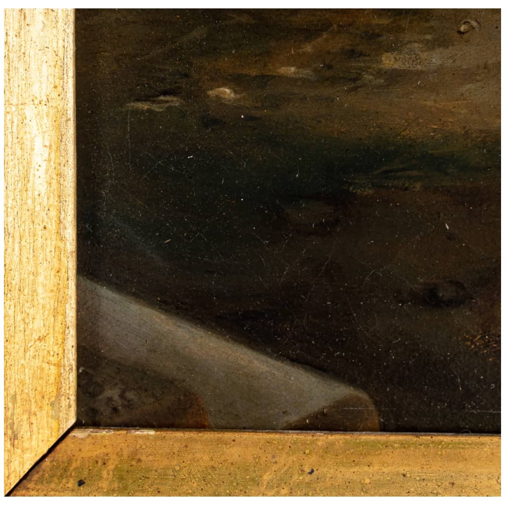 Eugène Le Poittevin (1806-1870) La Halte du Cavalier et du Cheval huile sur toile vers 1850 8
