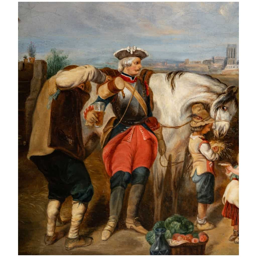 Eugène Le Poittevin (1806-1870) La Halte du Cavalier et du Cheval huile sur toile vers 1850 10