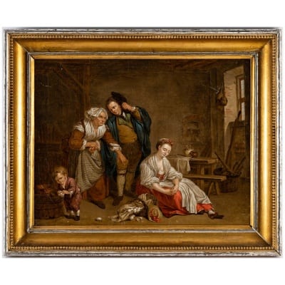 Jean-Baptiste Greuze (d’après) – Les Œufs Cassés huile sur toile vers 1850
