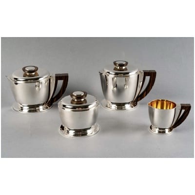 1920 Jean E. Puiforcat – Service à Thé Et à Café Egoïste En Argent Massif Et Macassar