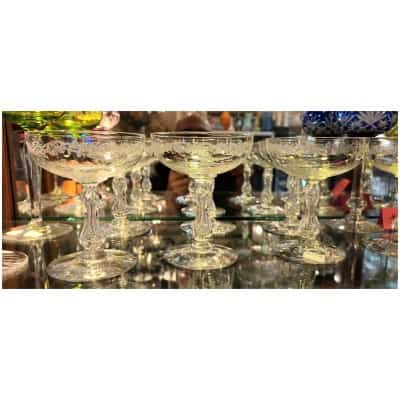 Coupes à champagne en cristal Saint Louis modèle Micado – VENDUES