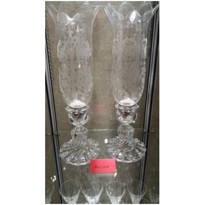 PAIR OF BACCARAT PHOTOPHORES; signed, in perfect condition