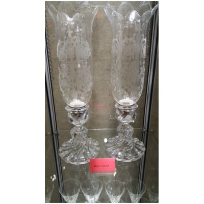 LARGE PAIR OF BACCARAT PHOTOPHORES; signed, in perfect condition 3