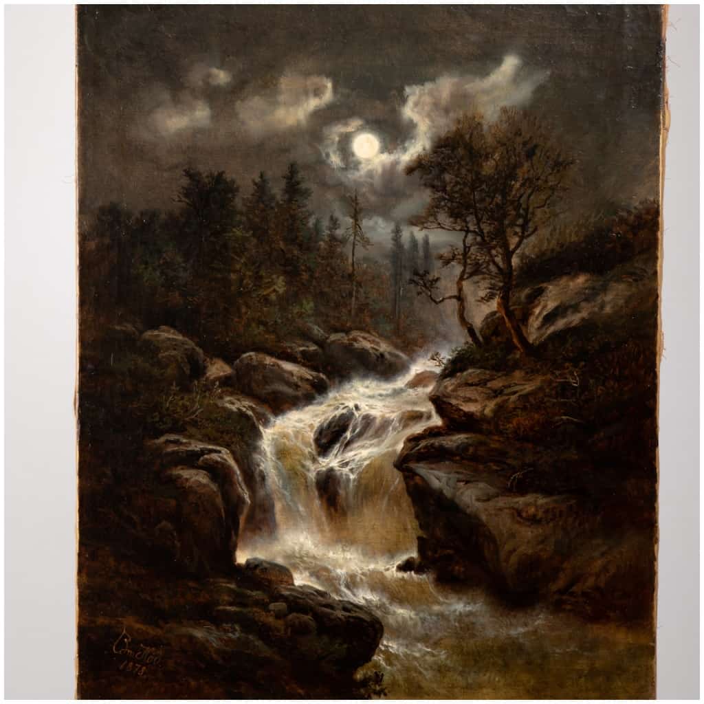 Hedmund Höd (11861-1888), La cascade de nuit, huile sur toile, 1878 4