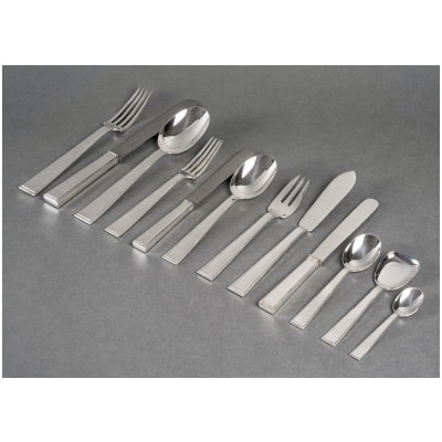 Tetard Frères – Ménagère Art Déco Argent Massif En Coffret – 154 Pièces
