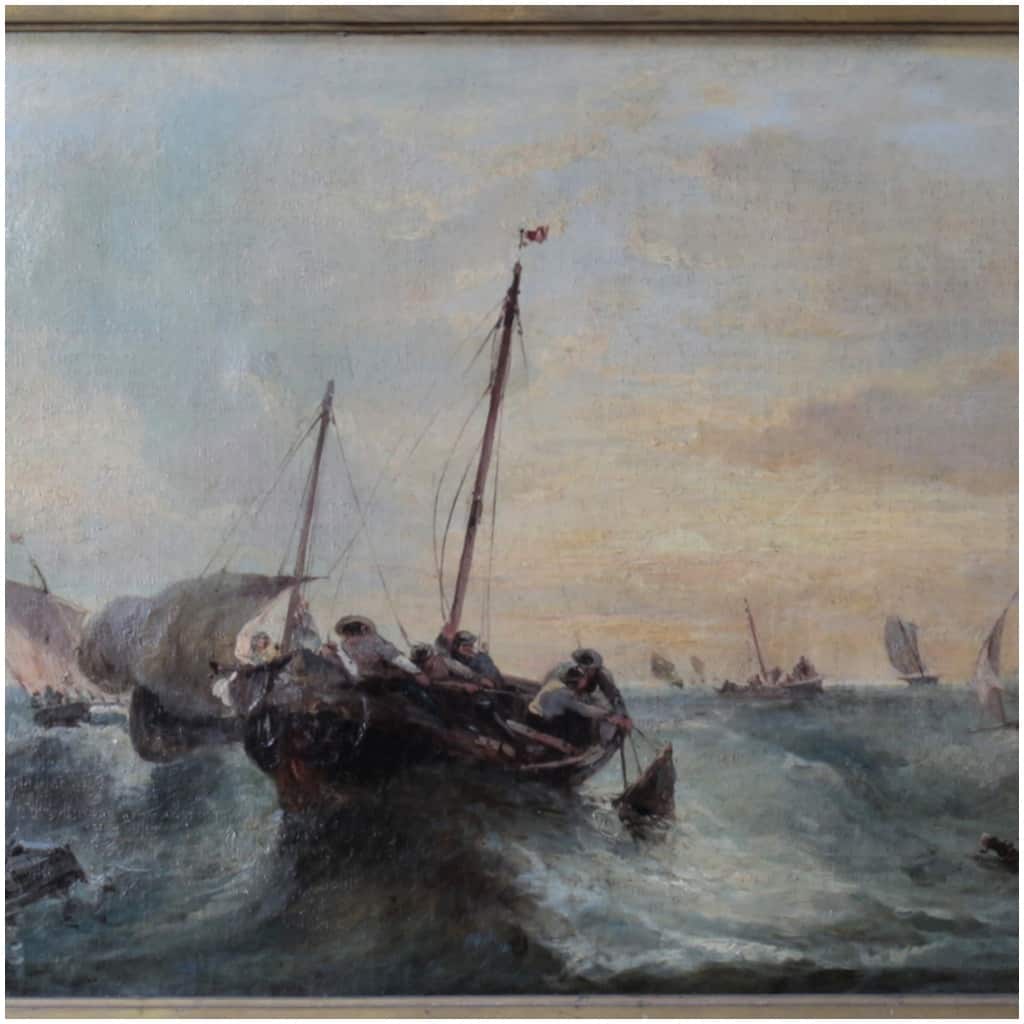 André Fonèche (1851-1942), huile sur toile, paire de marine, XIXe 5