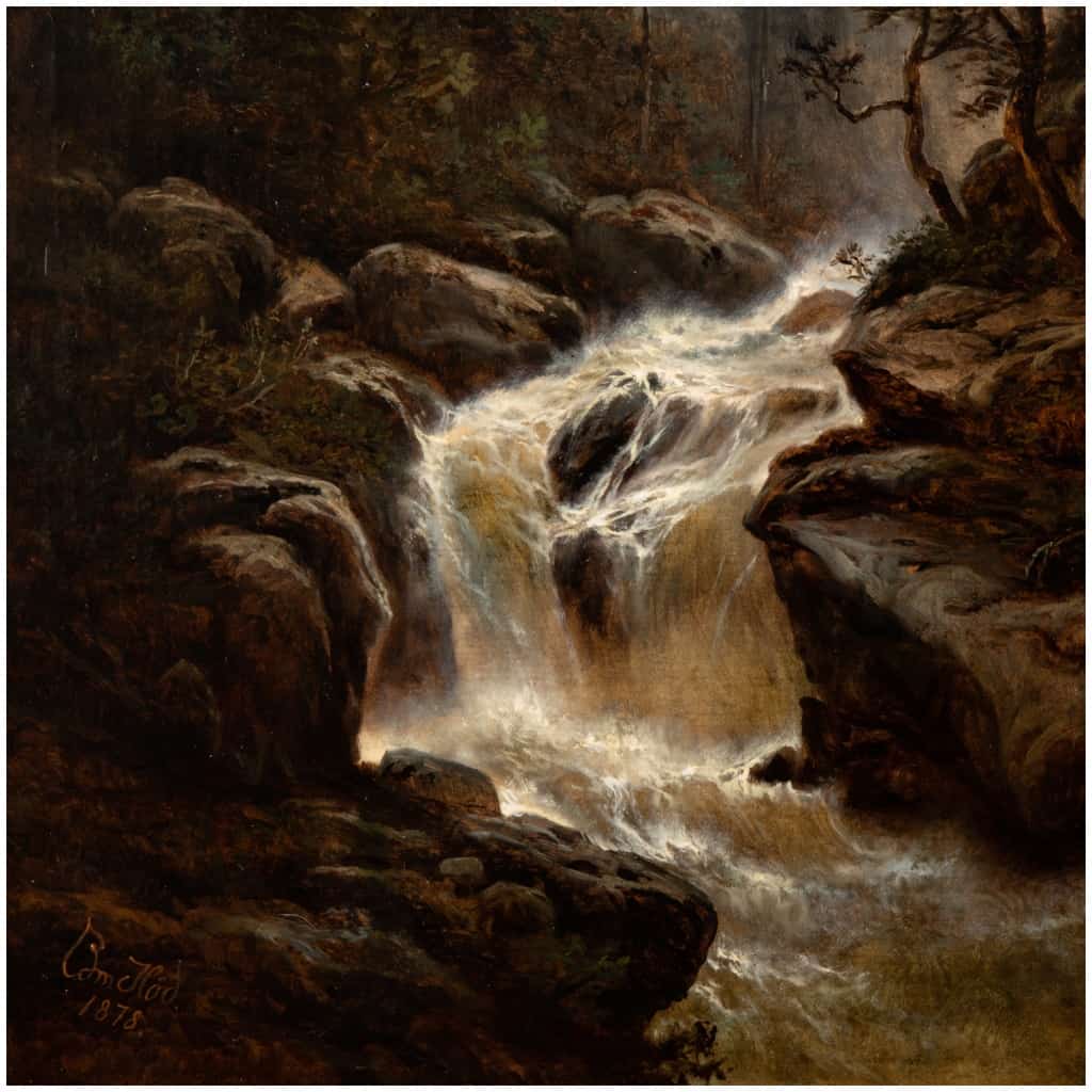 Hedmund Höd (11861-1888), La cascade de nuit, huile sur toile, 1878 6
