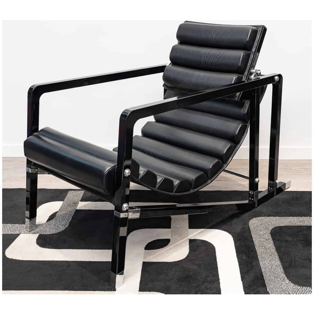 Eileen Gray – Ecart International – Deckchair Black Leather And Black Lacquered Wood 3