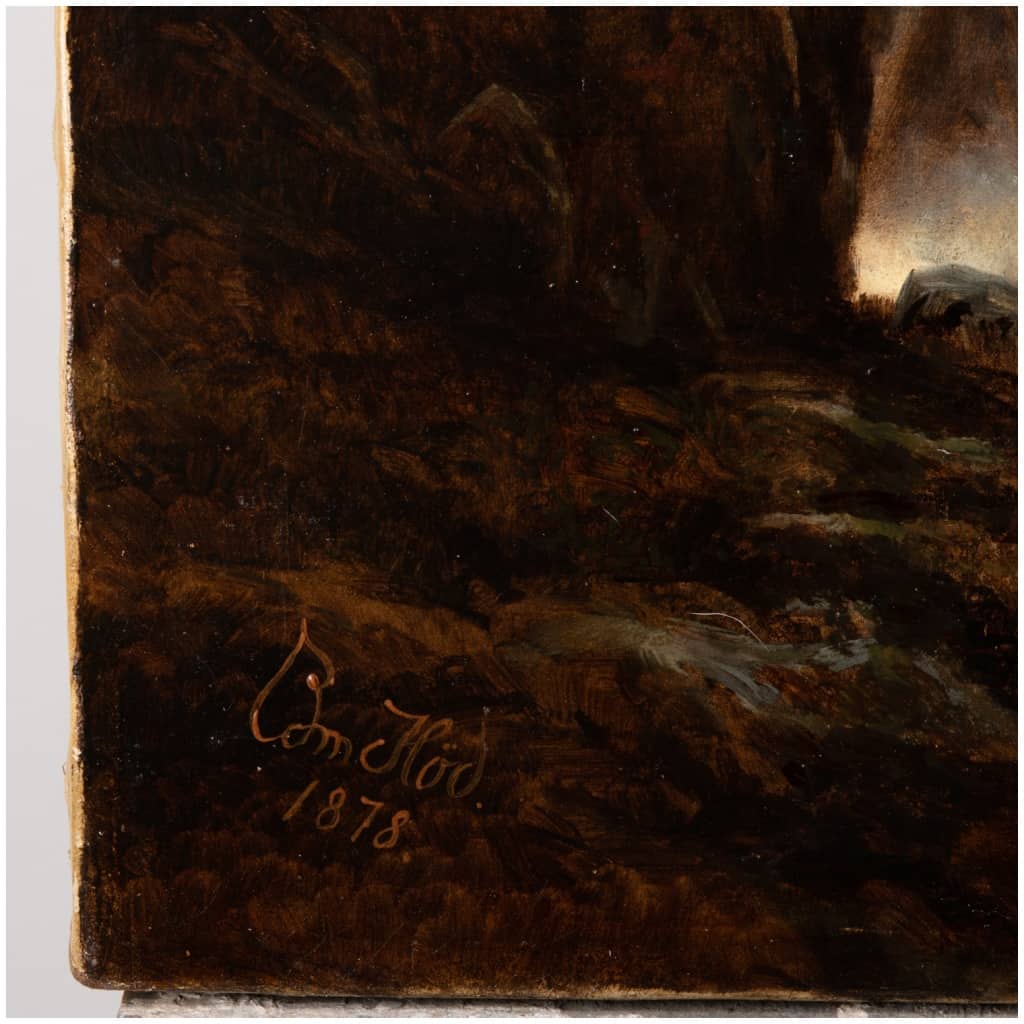 Hedmund Höd (11861-1888), La cascade de nuit, huile sur toile, 1878 8