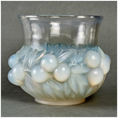 1930 René Lalique – Prunes Vase Blue Patinated Opalescent Glass