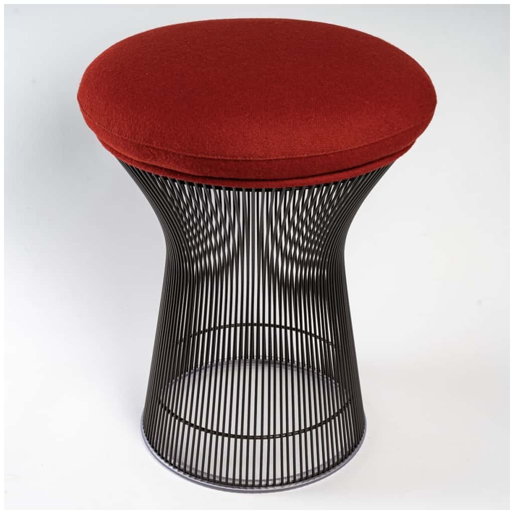 Warren Platner – Knoll International – Kvadrat Tonus Fabric Stool Bronze Metal Structure 3