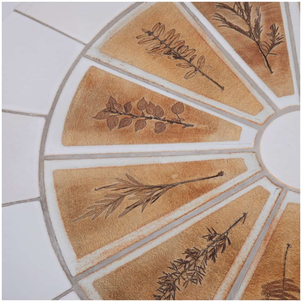 Roger Capron (1922-2006) et Vallauris, table basse en carreaux de faience à décor de feuilles, XXe 10