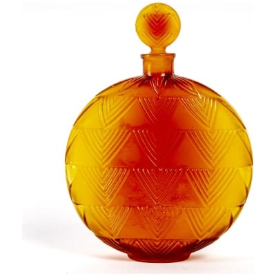 1926 René Lalique – Bottle Vers Le Jour Gradient Amber Glass For Worth