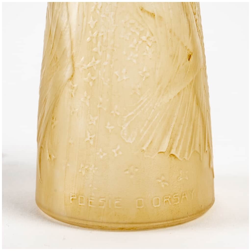 1914 René Lalique – Flacon Poésie Verre Blanc Patiné Jaune Pour d’Orsay 7