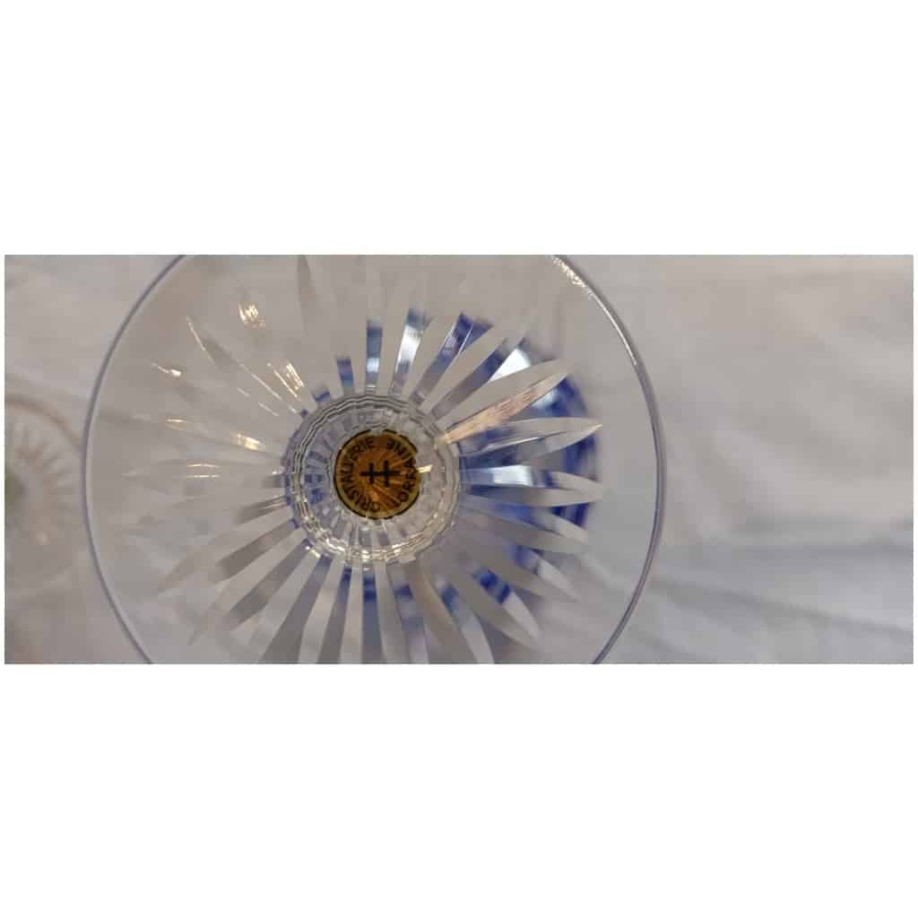 ensemble de 6 verres de couleur Roemer bleu cobalt Cristal de Lorraine ( très beau modèle avec étiquettes d’origine) 5